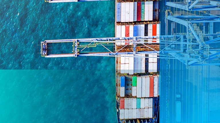 overhead view of a shipping container