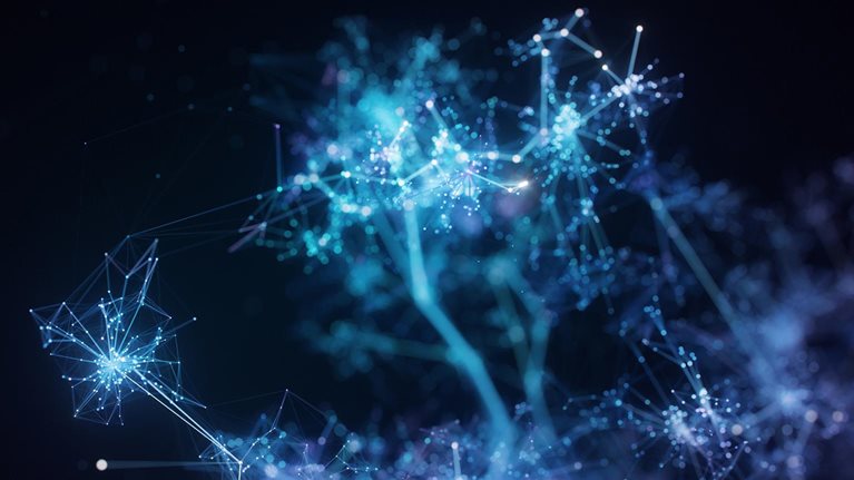 Growing connection lines symbolizing innovative artificial intelligence or big data models