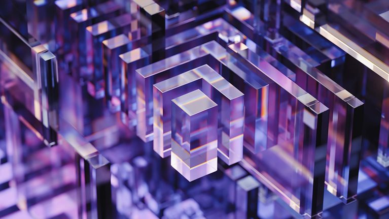 Abstract 3d background of glass cubes - stock photo