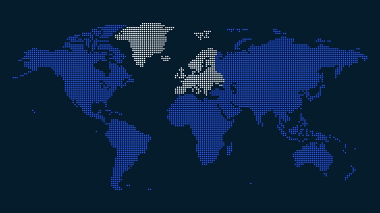 World map with Europe highlighted