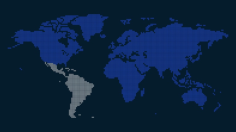 World map with Latin America highlighted