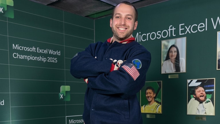 Alexander Freedman on the “Green Carpet” at the Microsoft Excel World Championship in Las Vegas, December 2025