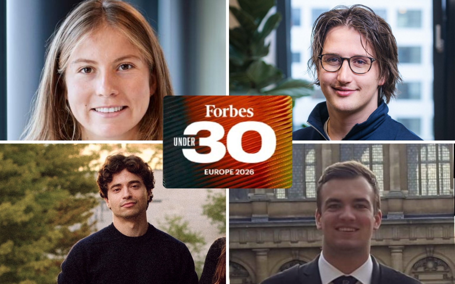 Four alumni headshot with Forbes logo