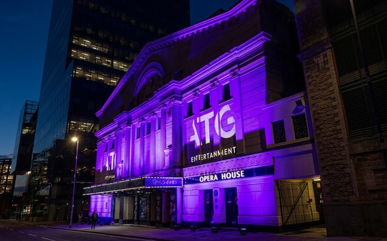ATG Entertainment projection on a theatre