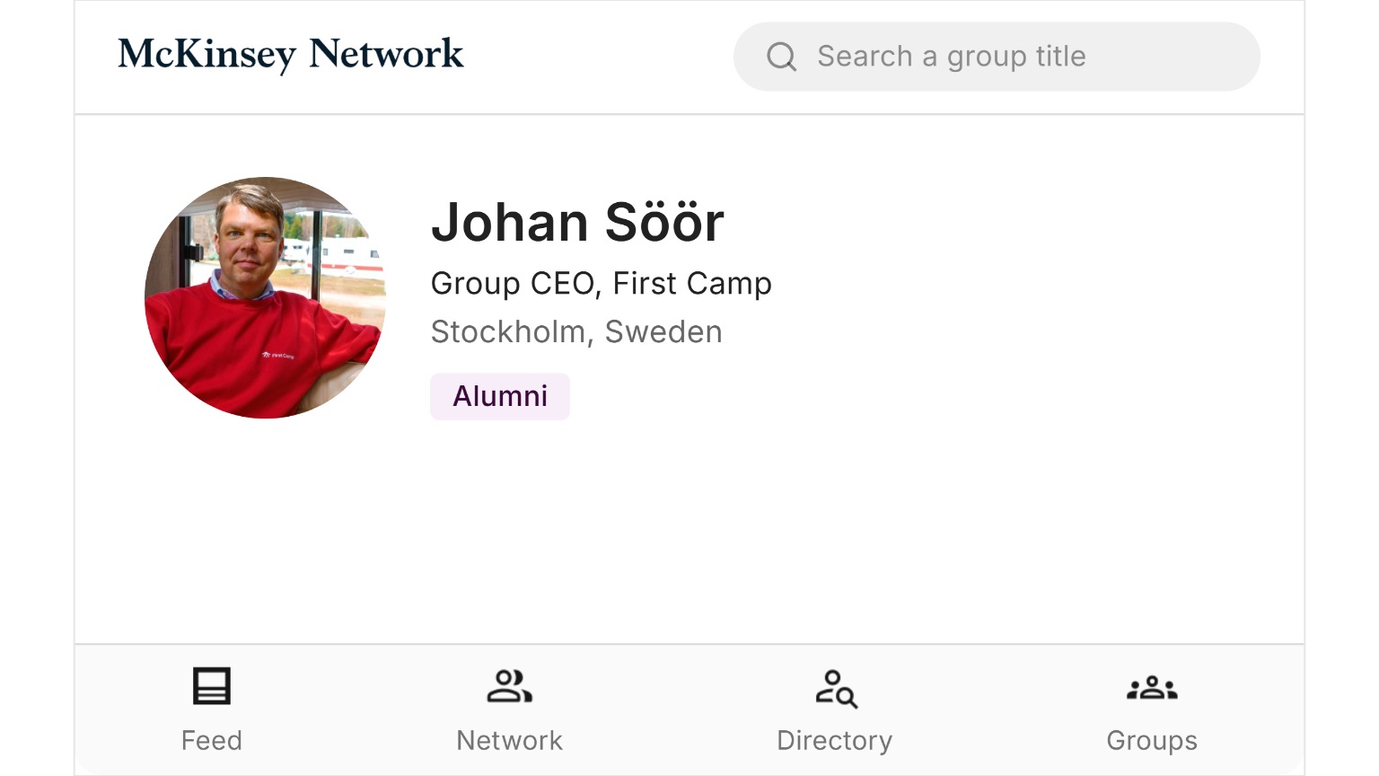 Johan Söör McKinsey Network profile card
