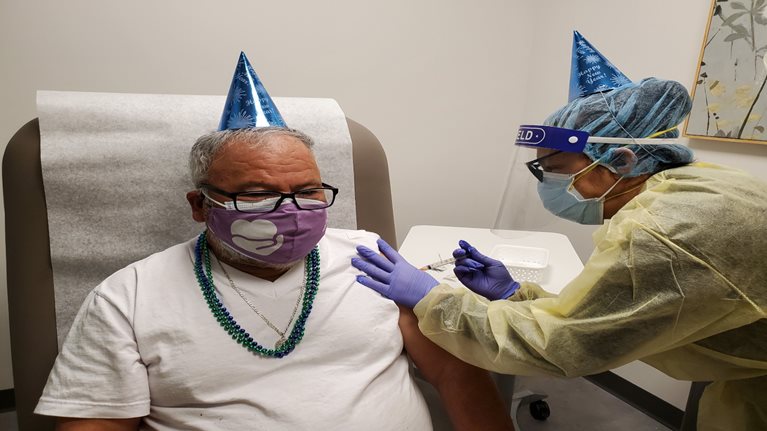 Participant being vaccinated