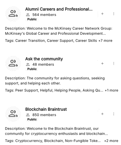 gif scrolling through Mckinsey network groups