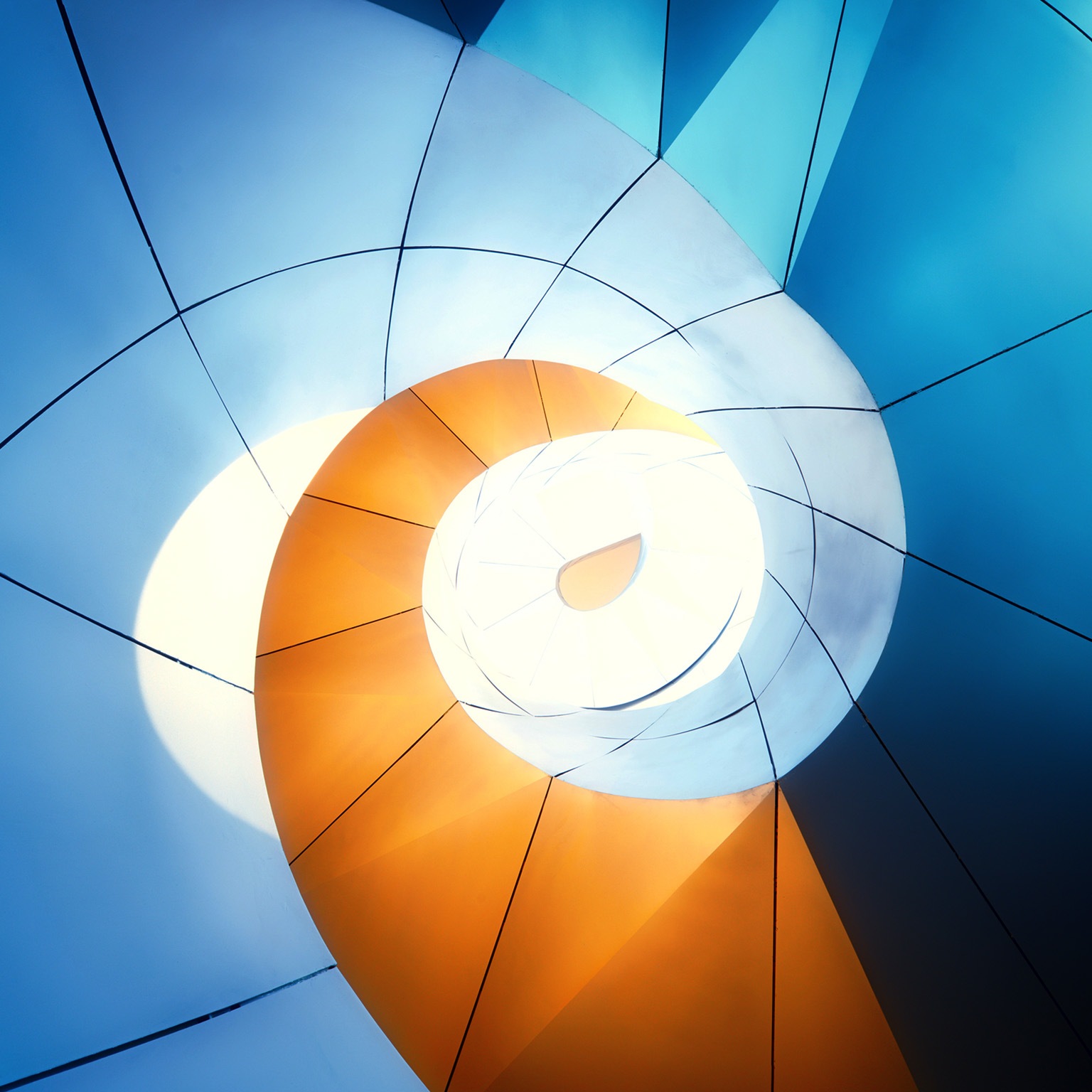 Abstract spiral illuminated by neon light