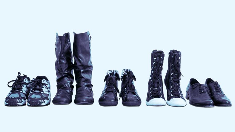 Row of shoes and boots
