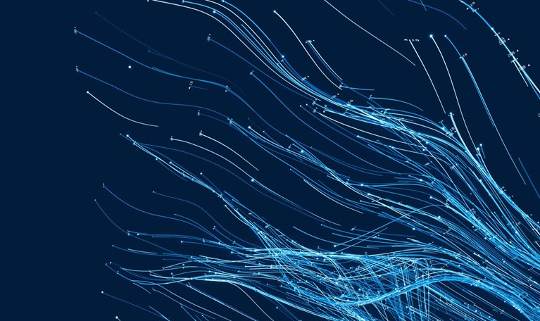 Abstract data lines flowing on dark background