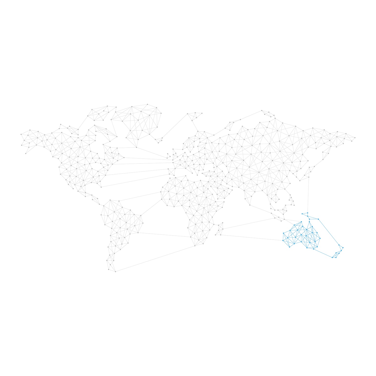 World map with Australia highlighted in blue