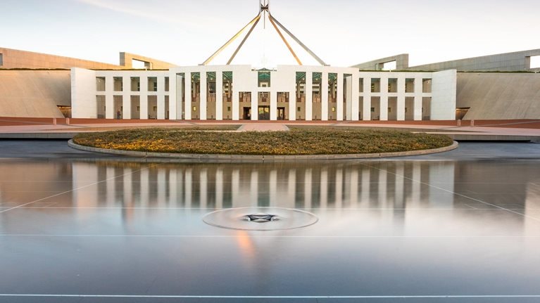 Federal Parliament House of Australia. Canberra. Capital of Australia. Australian Capital Territory. Australia. - stock photo