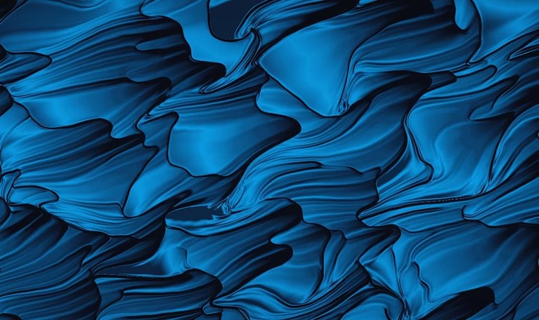 Moving illustration of wavy blue lines that was produced using computer code