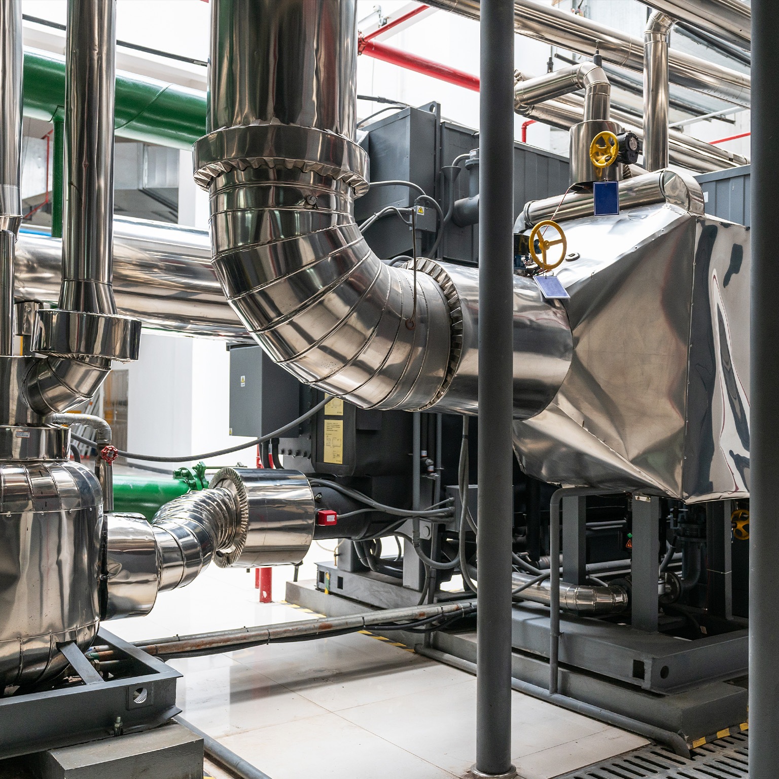 Lithium bromide absorption heat pump in power plant - stock photo