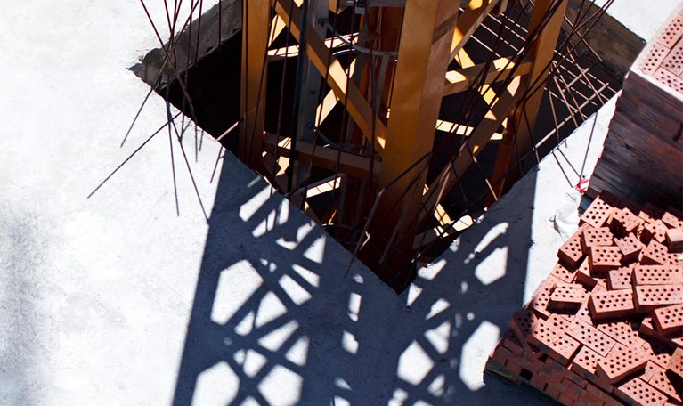 Girders on construction site