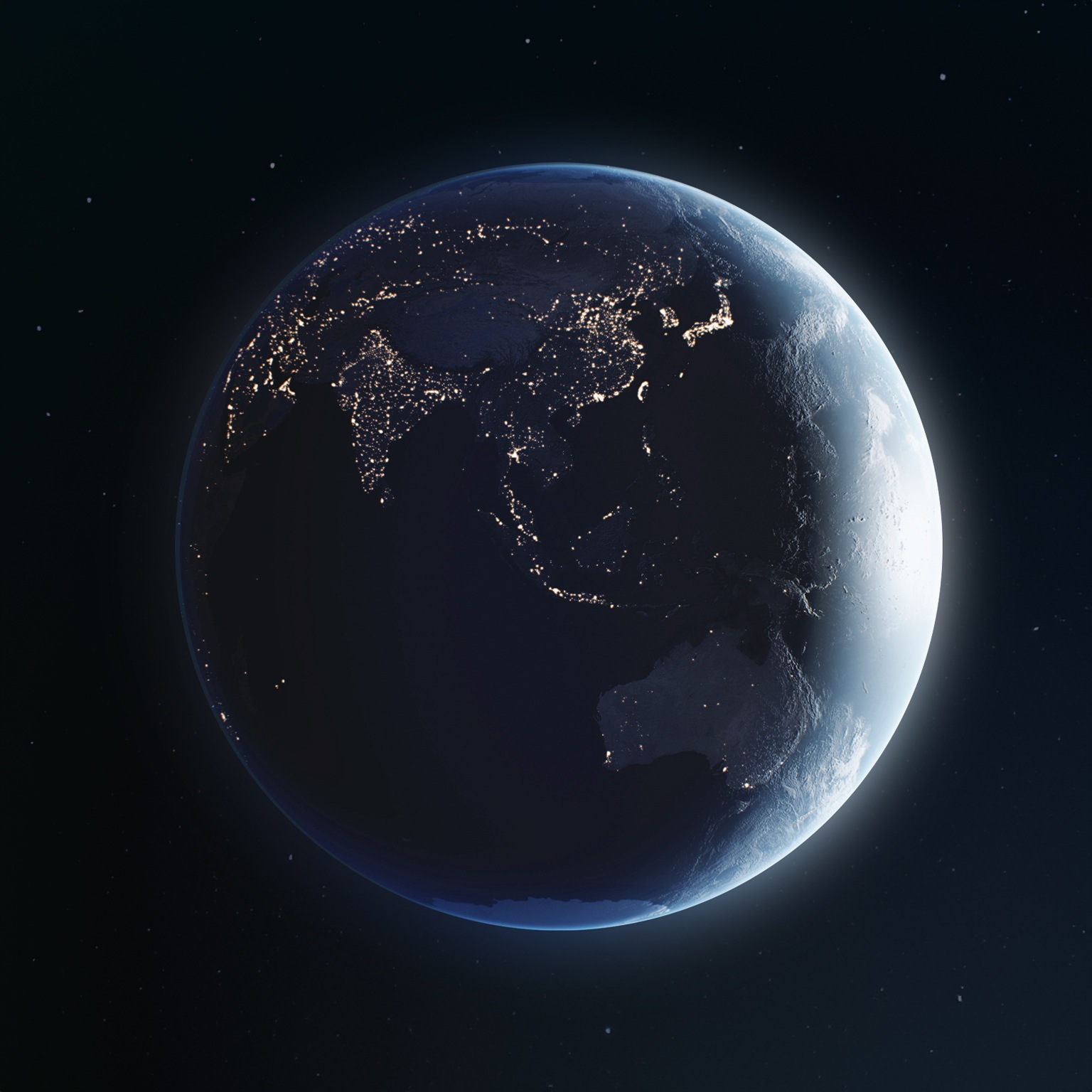 Earth View From Space Full Rotation 360 degrees with the Sun Light, Cities at Night Looped 3d Animation. Dark Planet Turning in Outer Space. Elements Furnished by NASA. Nature, Technology Concept - stock video