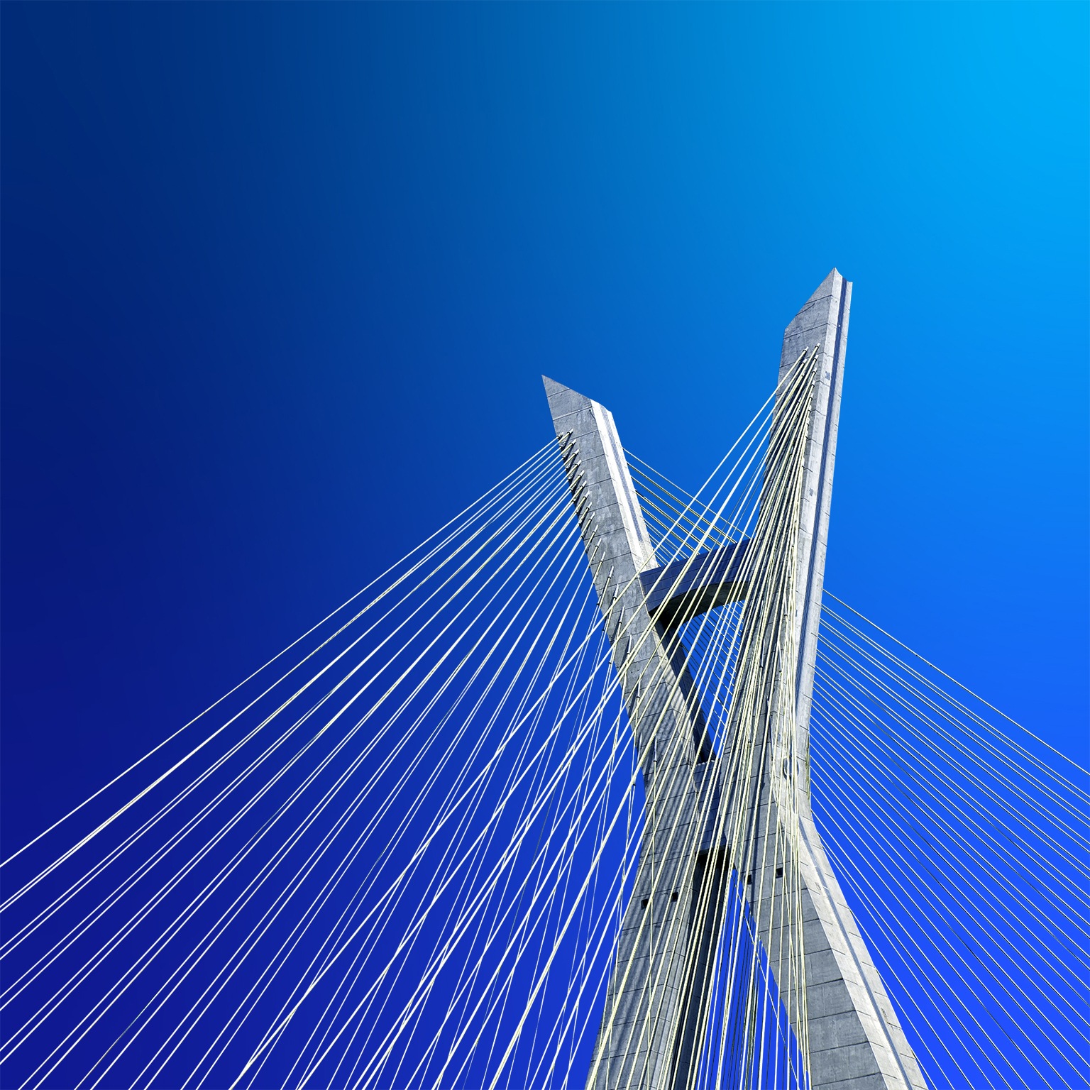 Cut out image of the Estaiada Bridge in Sao Paulo, Brazil.