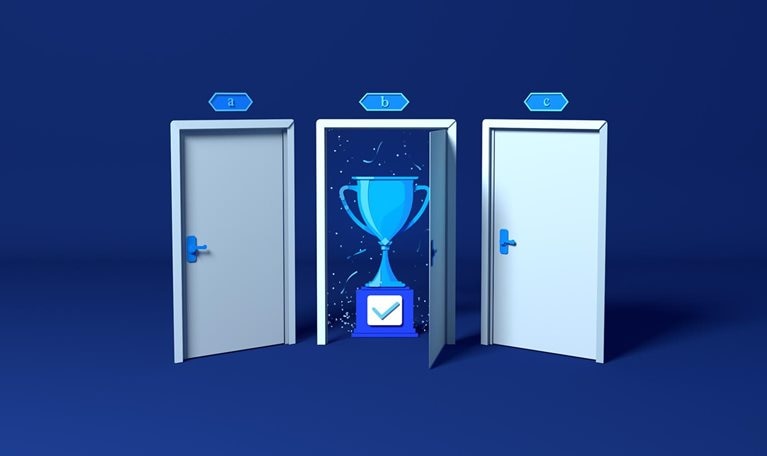 Image of a trophy inside a doorway