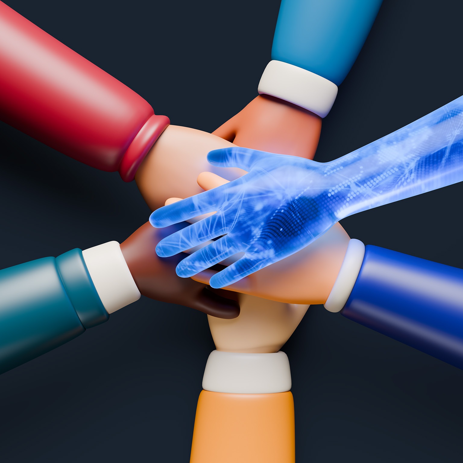 Multiple hands stacked on top of each other