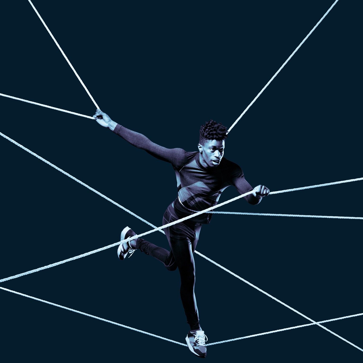 Photo of an athlete navigating a resistance exercise with agility