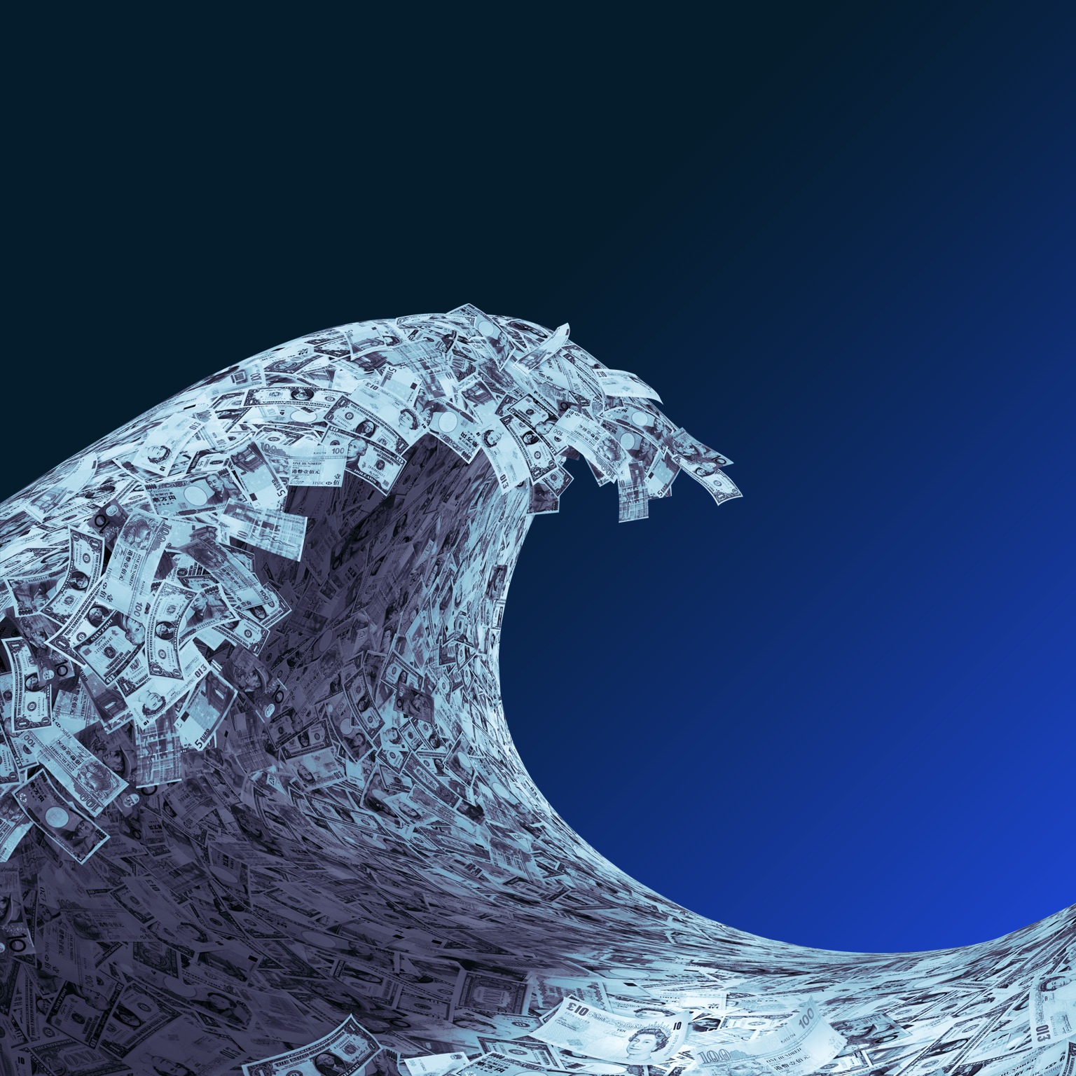 A big wave swallows the building