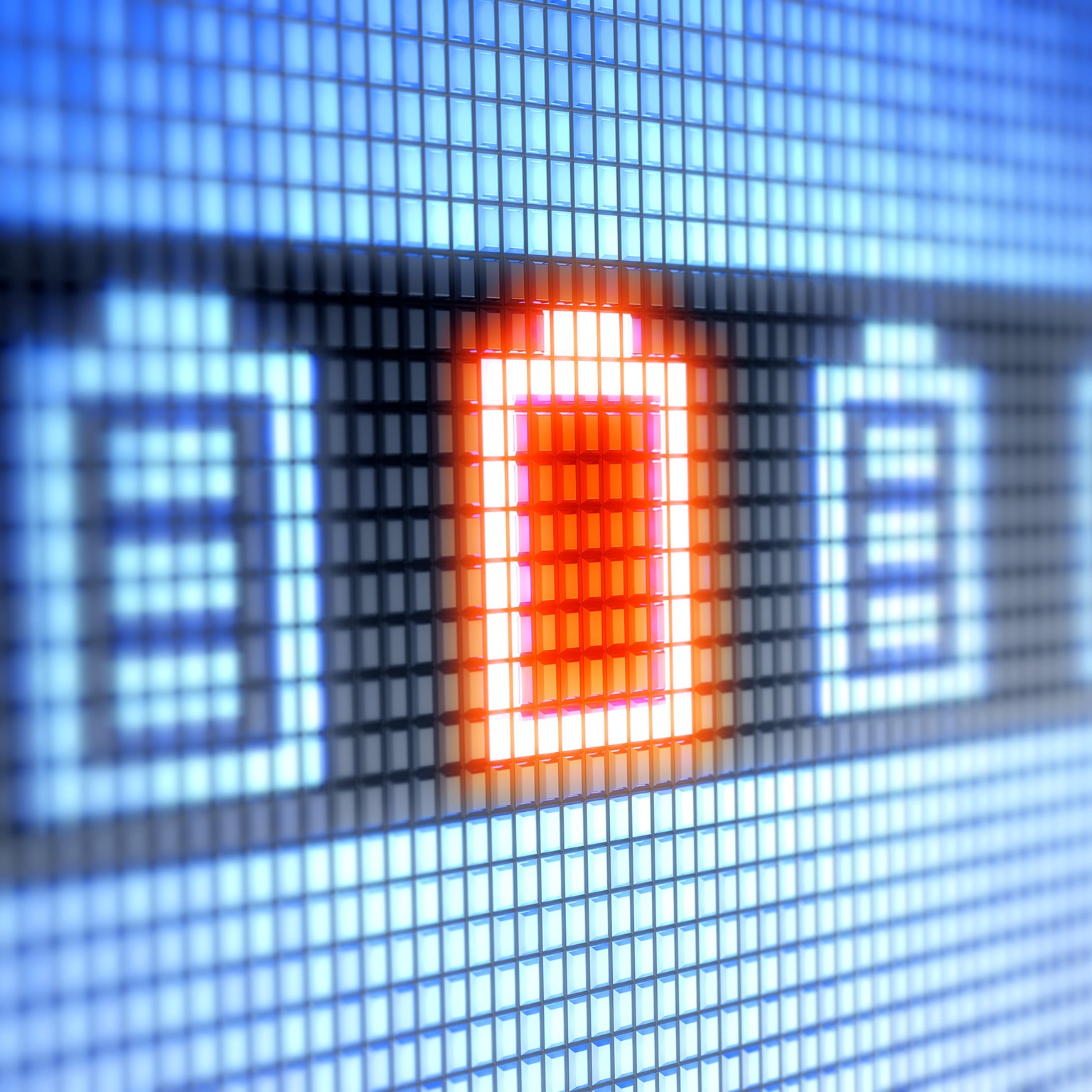 Digital image of battery indicators with a row of blue full indicators and one red empty indicator.