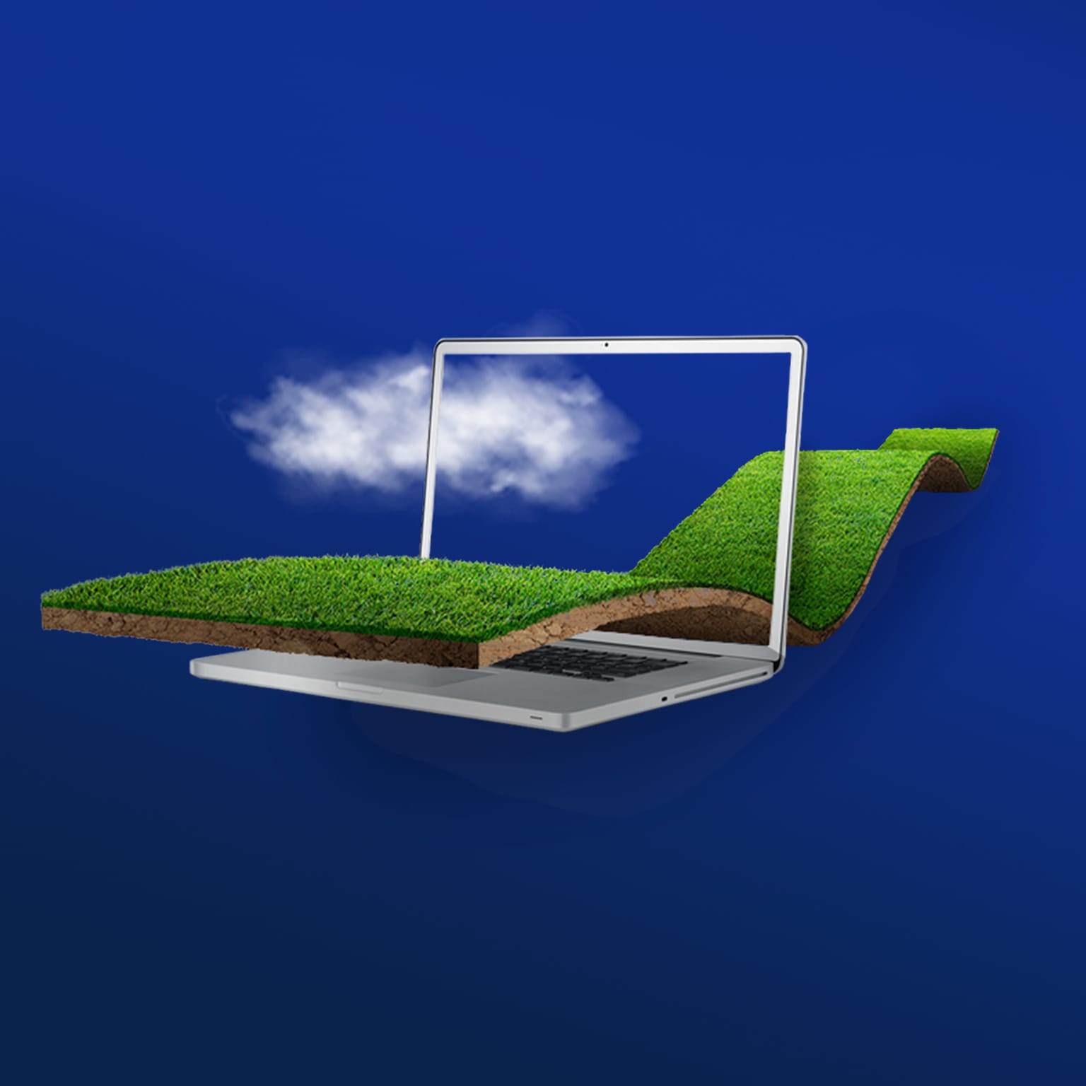 green road traveling through laptop screen - illustration