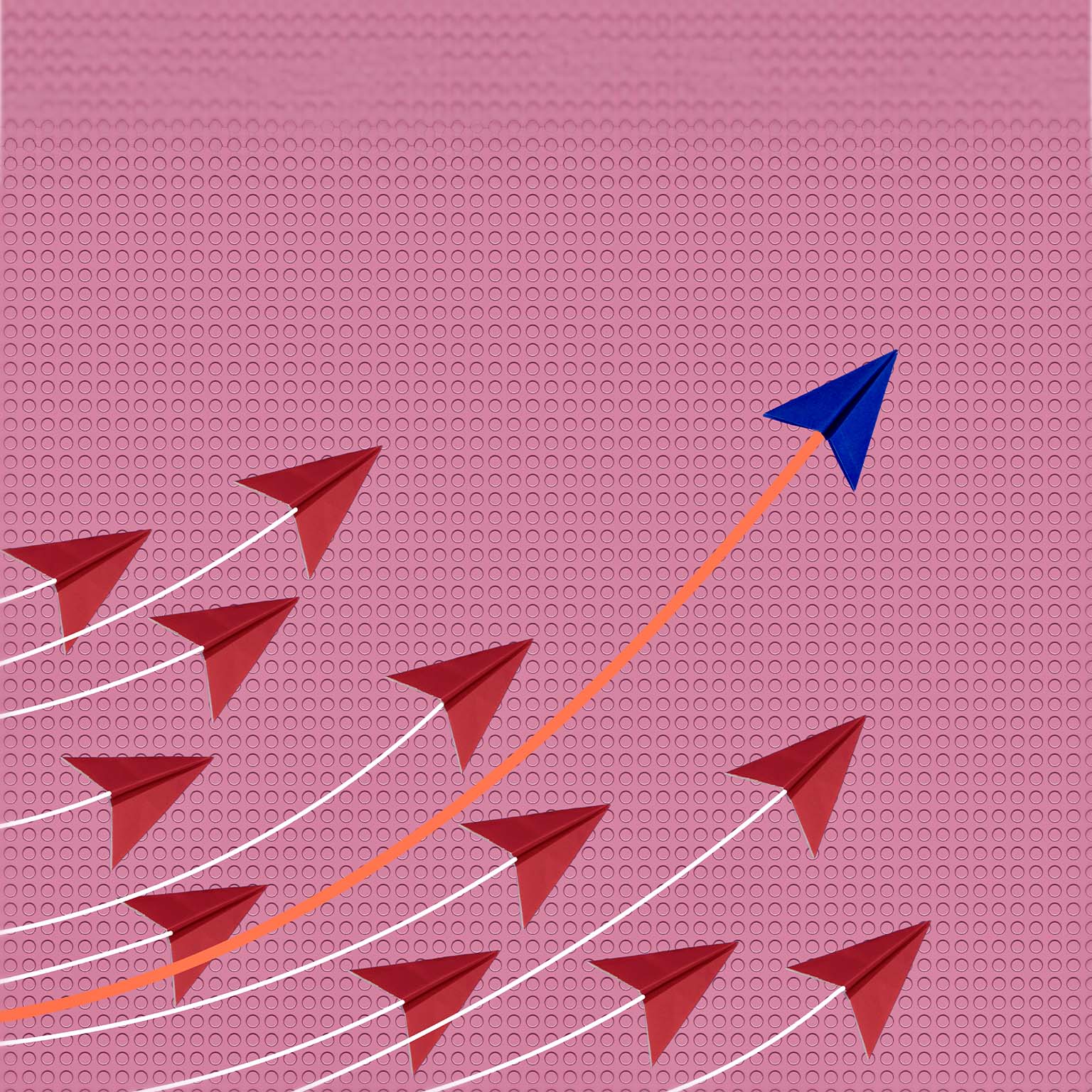 Close-Up of Paper Airplane Direction, Business and concept, Rating, Expertise, Success, different thinking, Concept, think differently - stock illustration