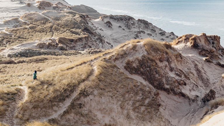 Denmark, North Jutland, steepcoast at lighthouse Rubjerg Knude - stock photo