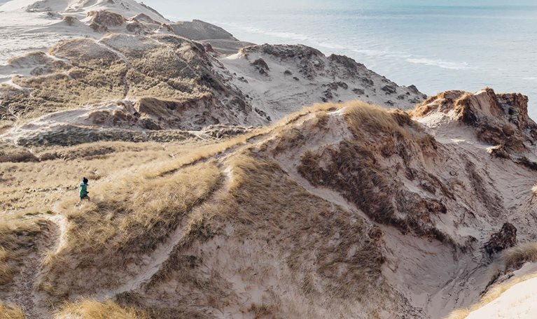 Denmark, North Jutland, steepcoast at lighthouse Rubjerg Knude - stock photo