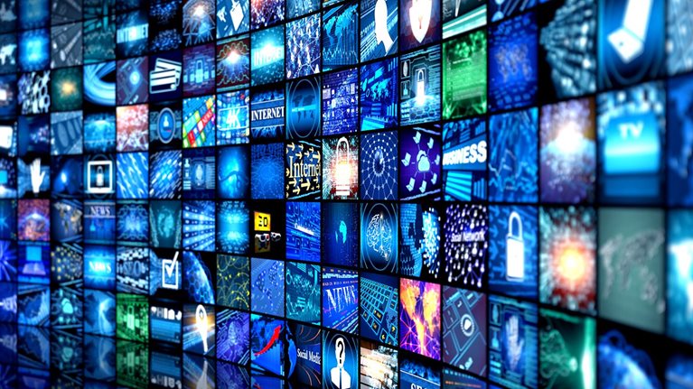 Media concept smart TV - stock photo