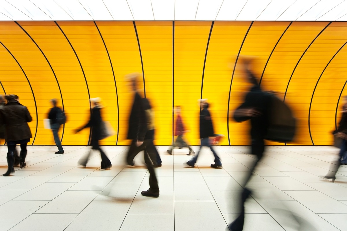 People walking in tunnel