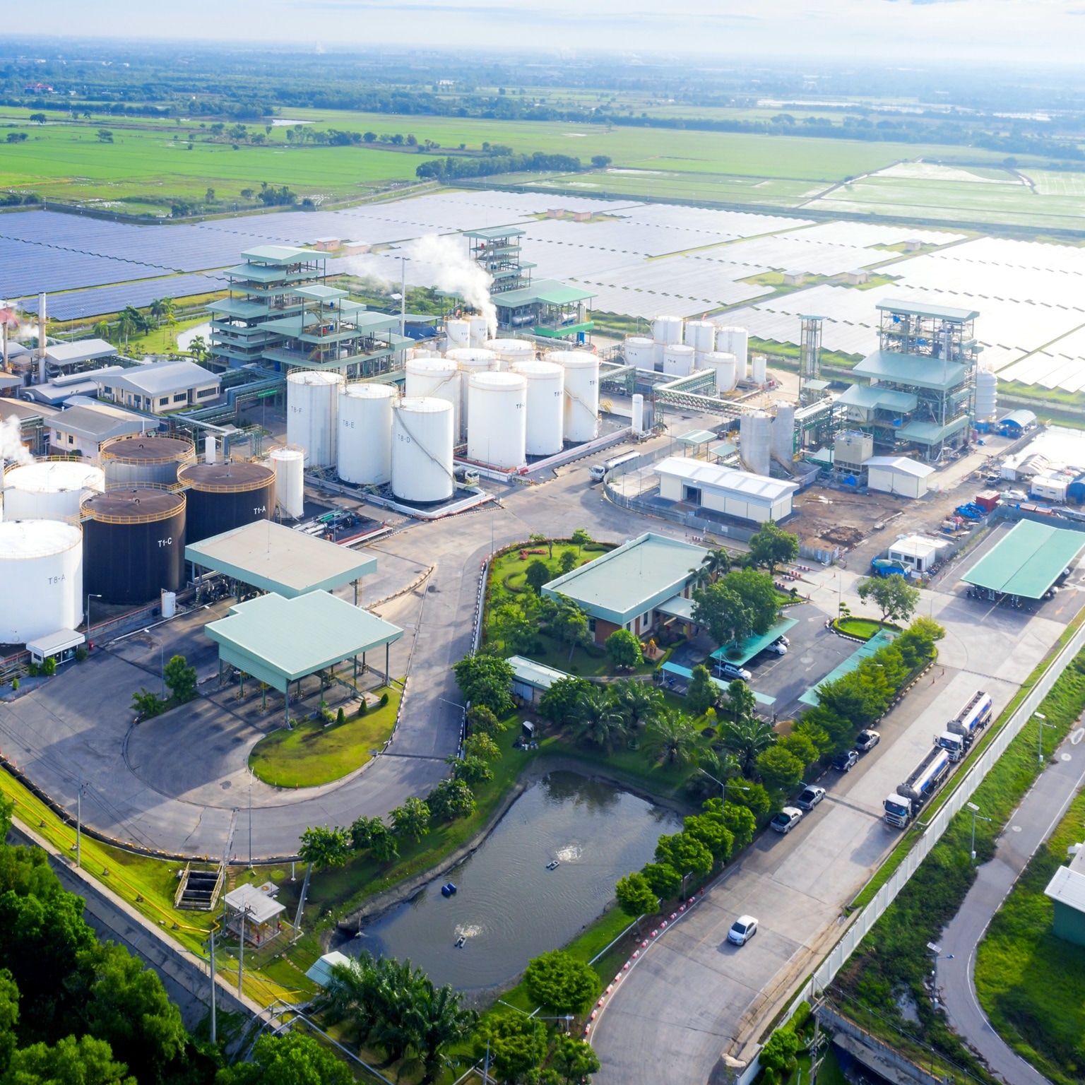 sky view of a commercial solar plant
