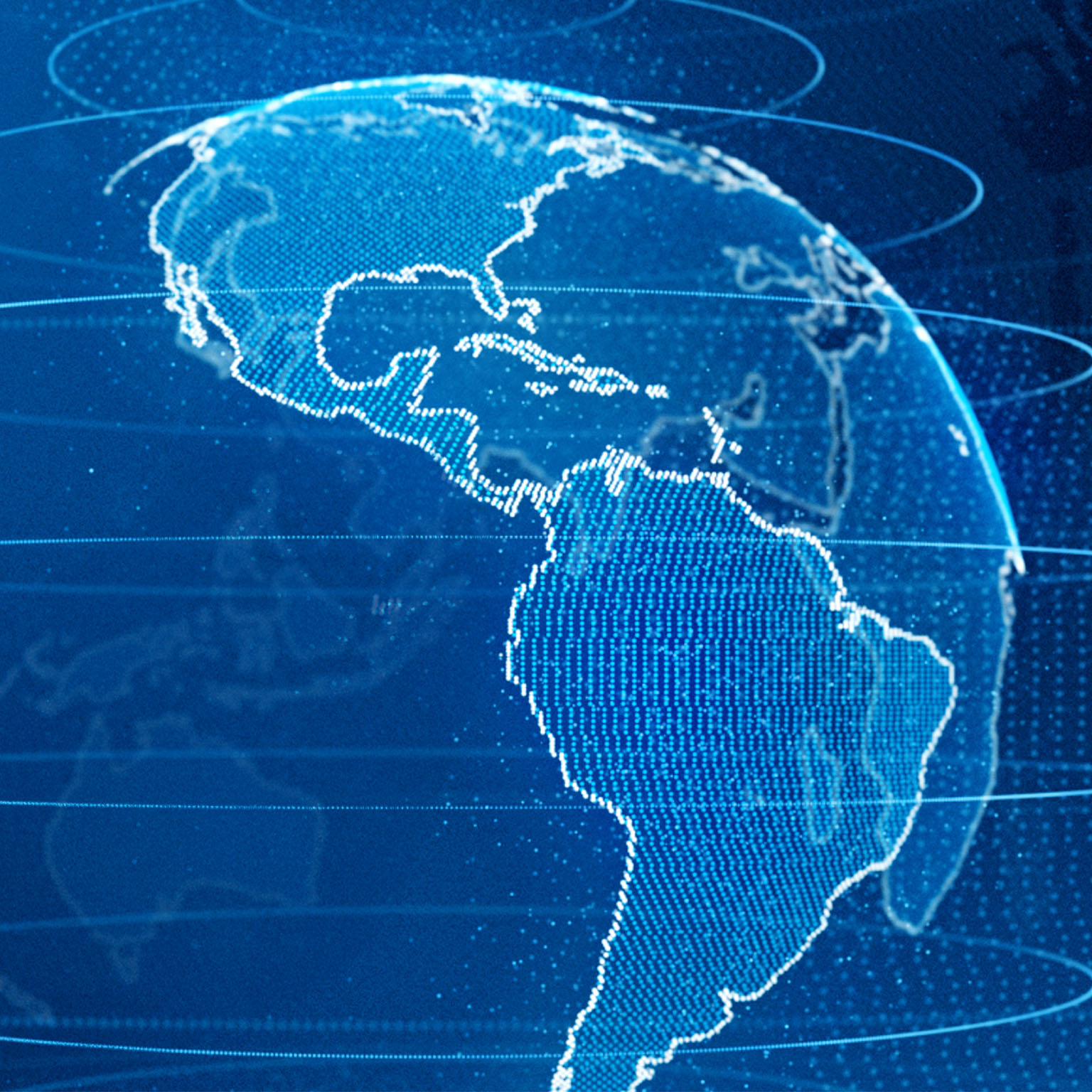 Hi-tech globe with a focus on Central and South America