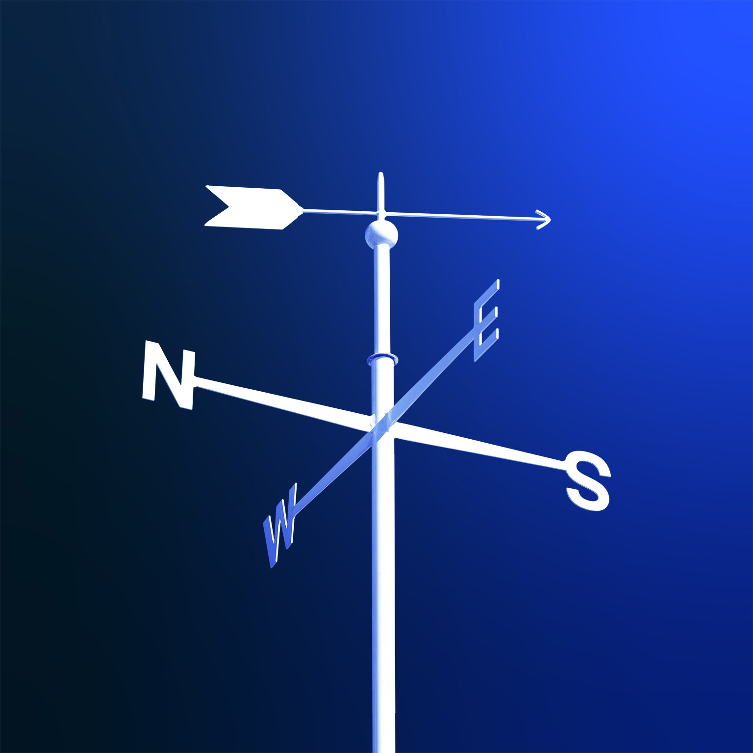 White weathervane on blue gradient background