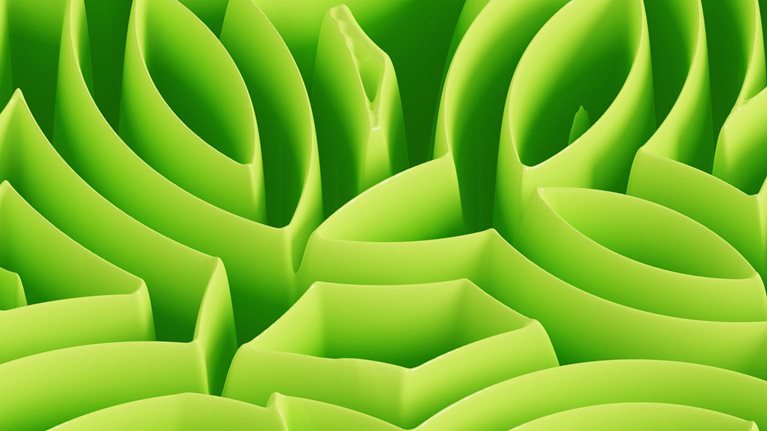 Digital 3D leaves - ESG growth concept - stock photo