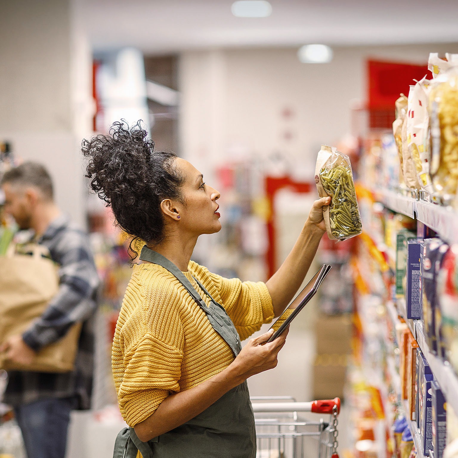 Retail clerk working in a supermarket