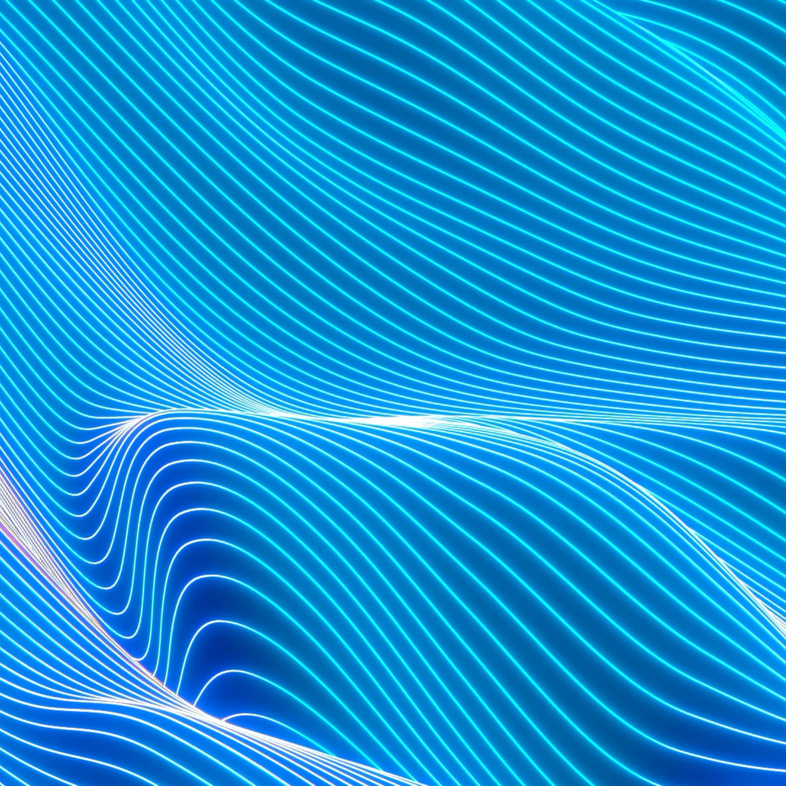 Neon contour lines undulating in a wave pattern.