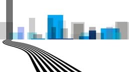 illustration of roads leading into a city