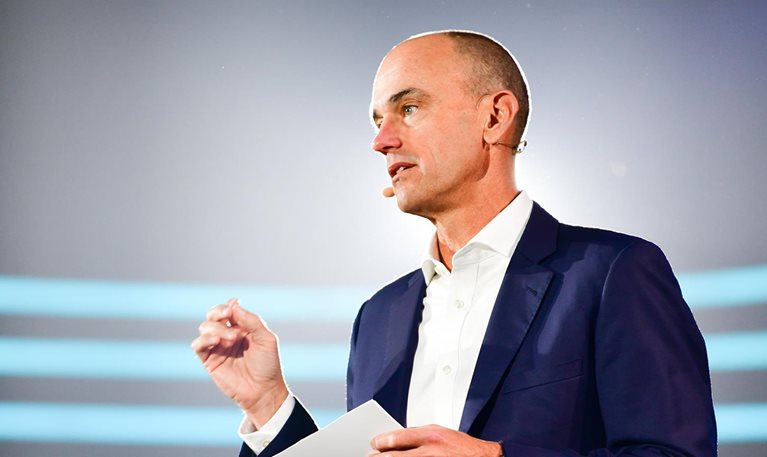 Bob Sternfels speaking at the New Economy Forum in Singapore