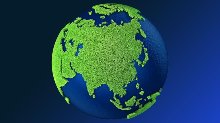 Stylized view of India from space