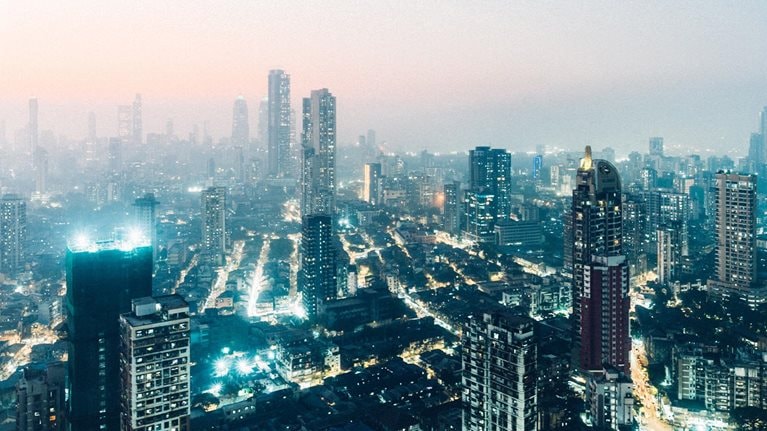 Dusk on the streets of Mumbai - stock photo