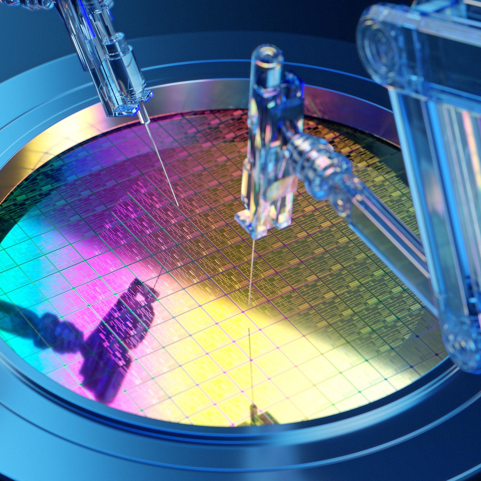 Holographic robot arms making semiconductor