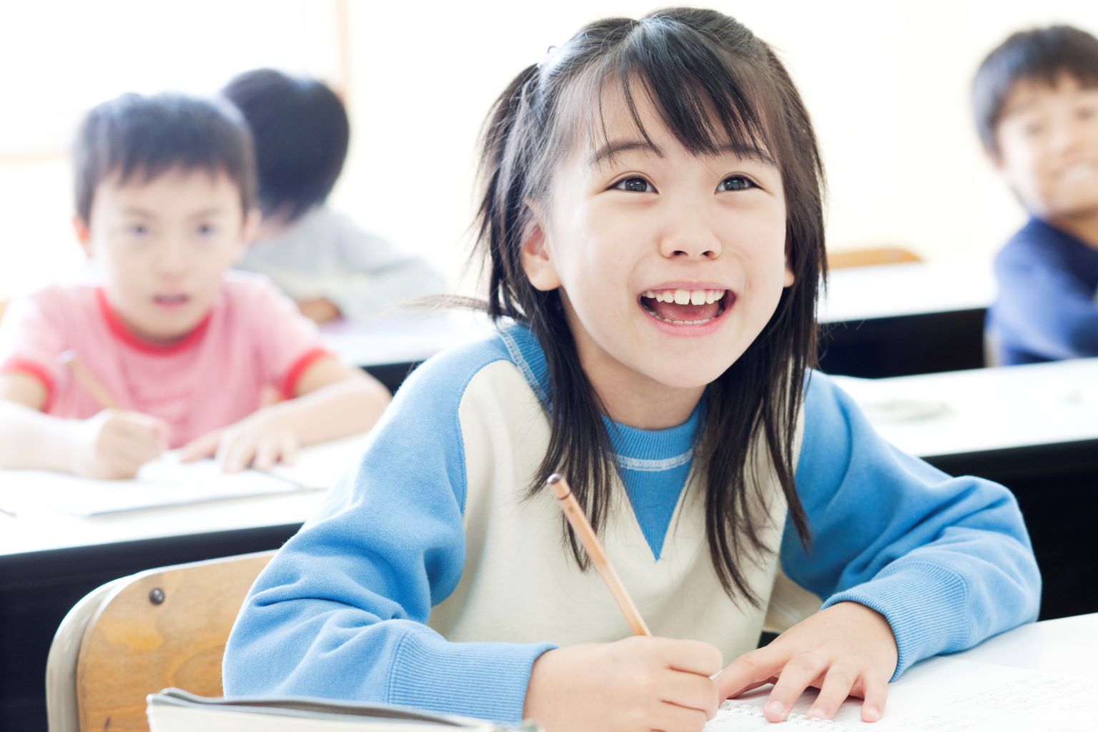 Children studying at cram school
