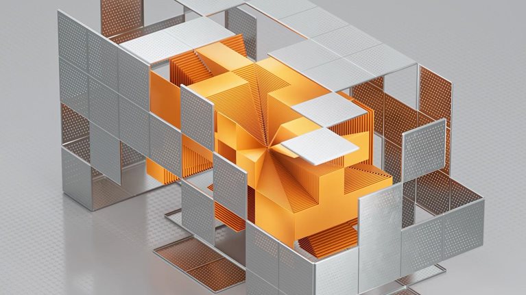 Vibrant colored futuristic cubes. Concept of cloud technology.