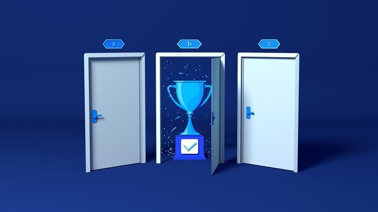 Image of a trophy inside a doorway