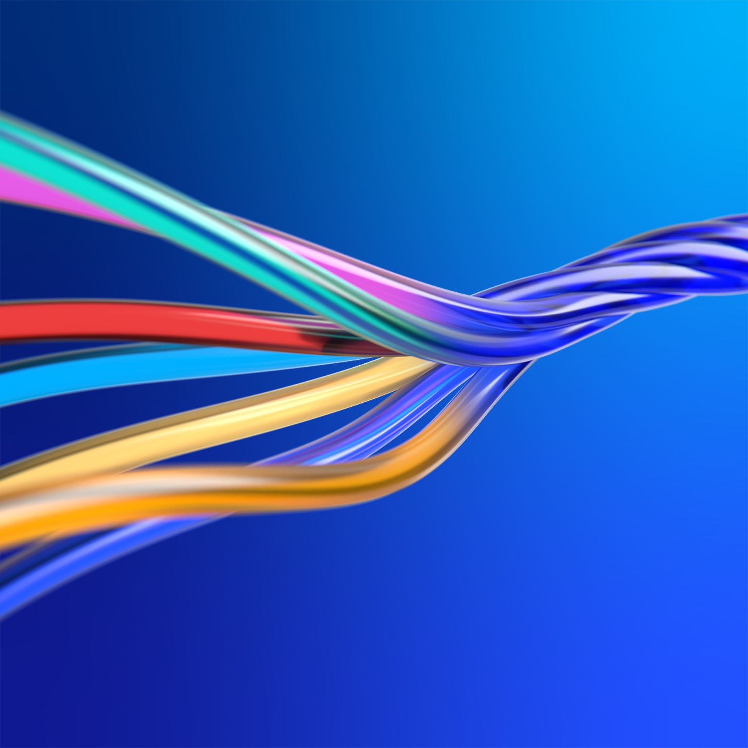 A close up of a colorful strands of ropes knotting together into one