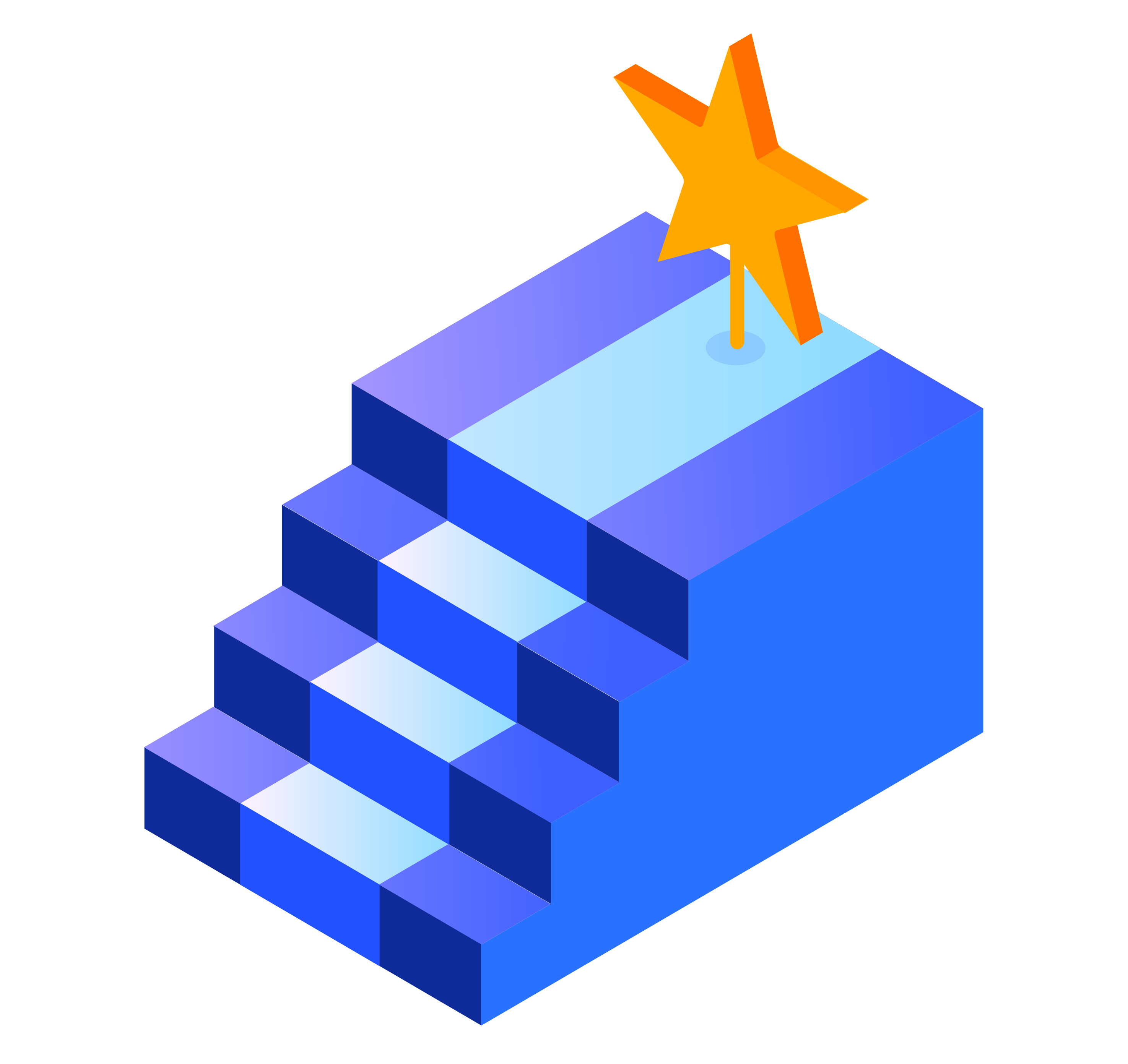 Isometric icon illustration of a staircase with star at the top