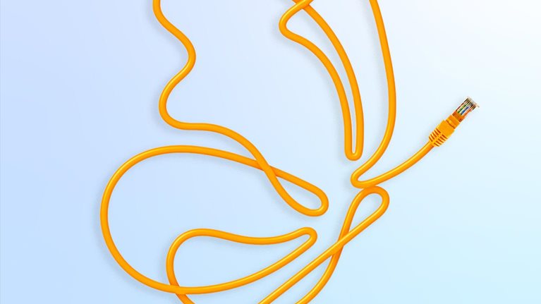 A yellow wire shaped into a butterfly