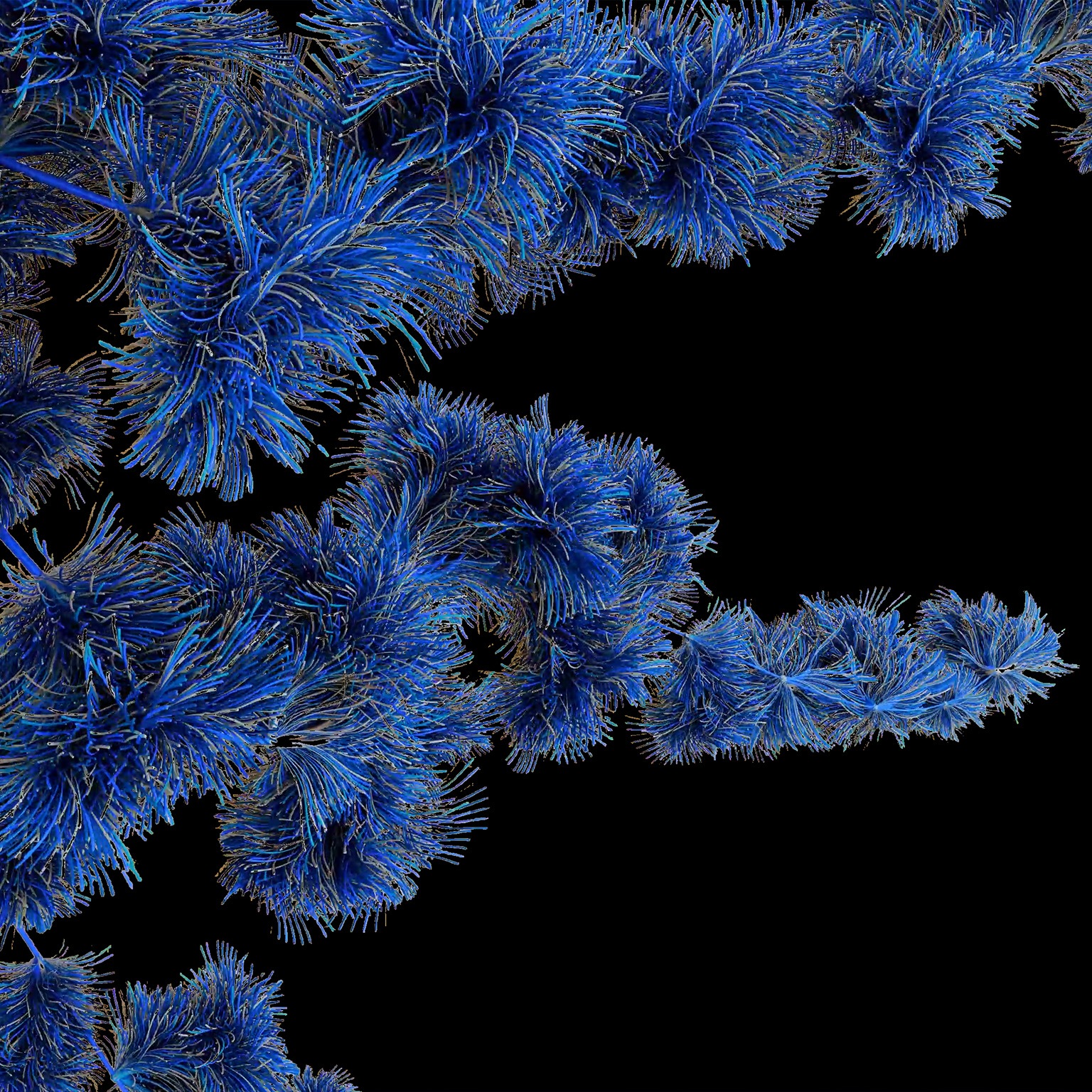 Abstract network of blue wires blossoming like vibrant flowers